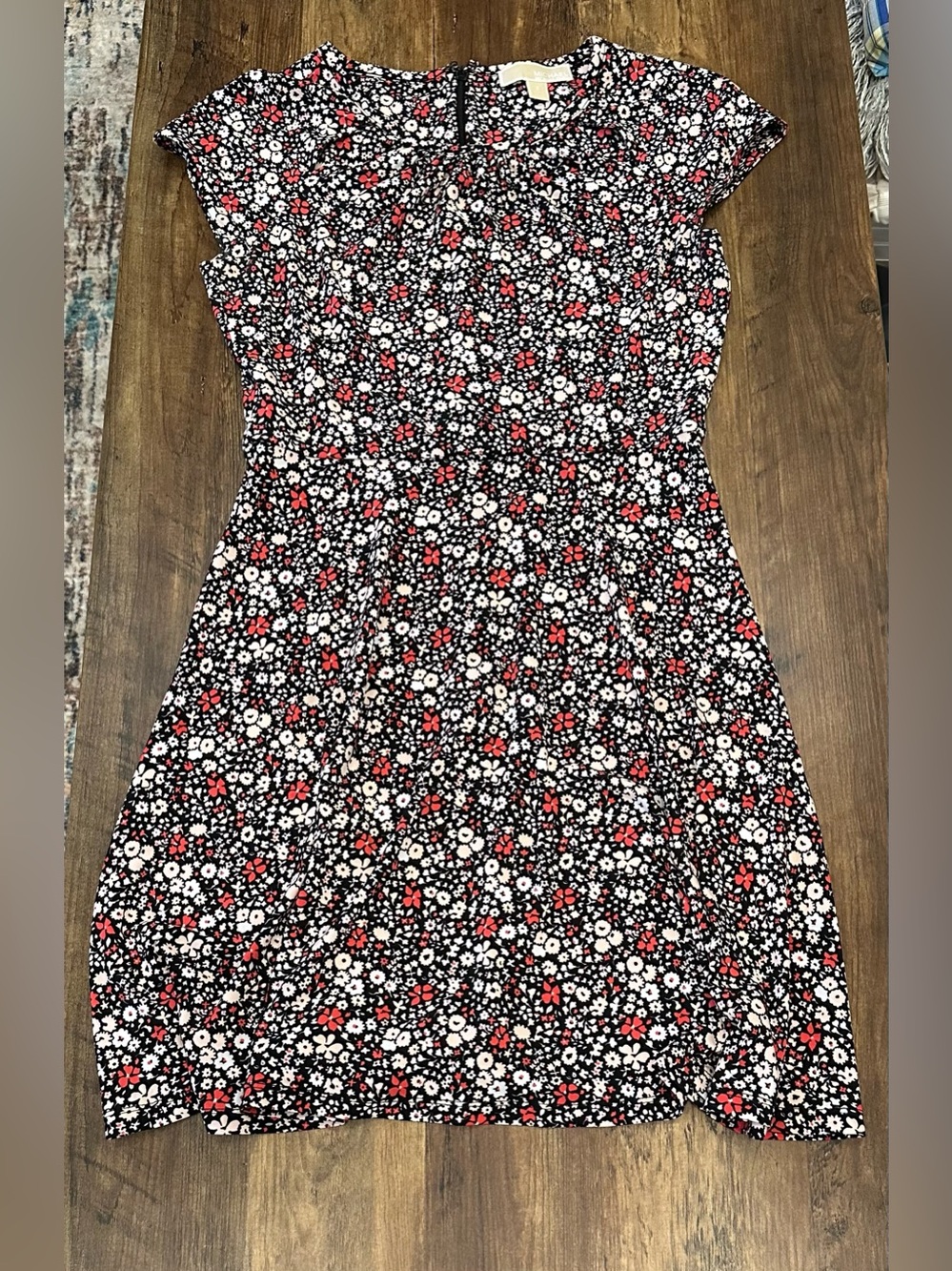 MICHAEL Michael Kors Black Floral Dress with Red & White Flowers
